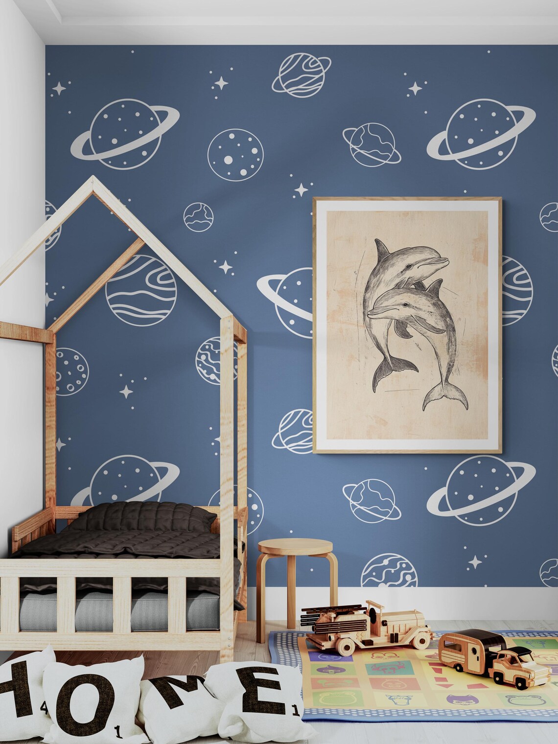 Two Dolphins Leaping Hand Drawn Sketch Ocean Nursery Coastal Kids Art Print - Image 4