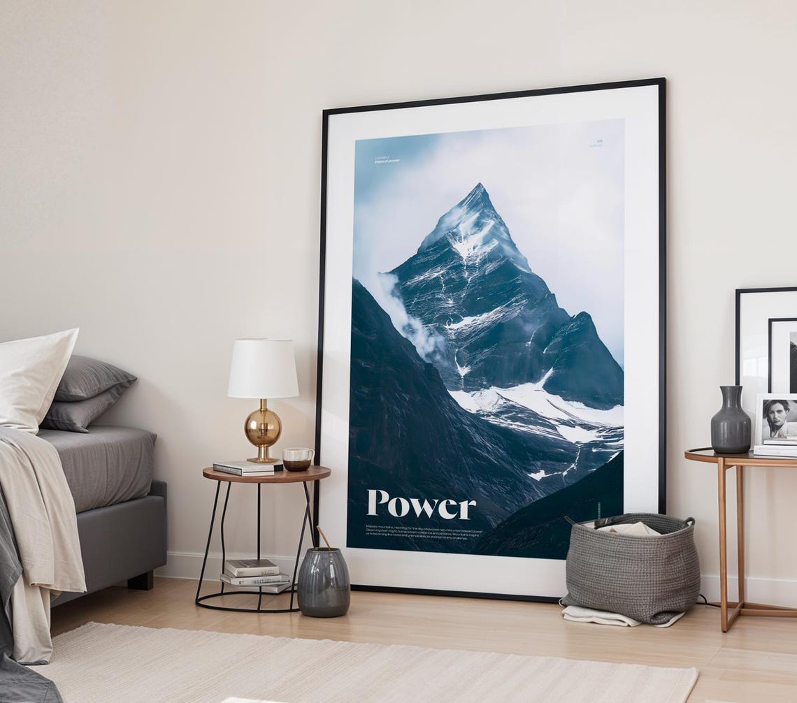 Majestic Mountain Wall Art Nature Poster High Resolution Landscape Print Dark Moody Home Decor Power Inspiration - Image 2