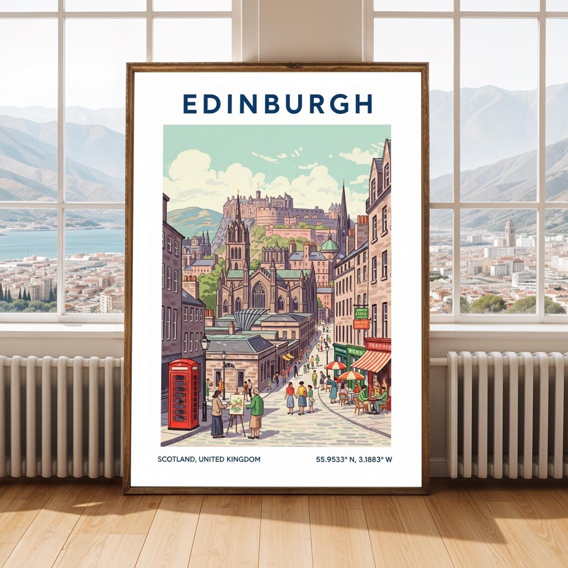 Edinburgh Vintage Travel Poster Vibrant Urban Landscape Art Print