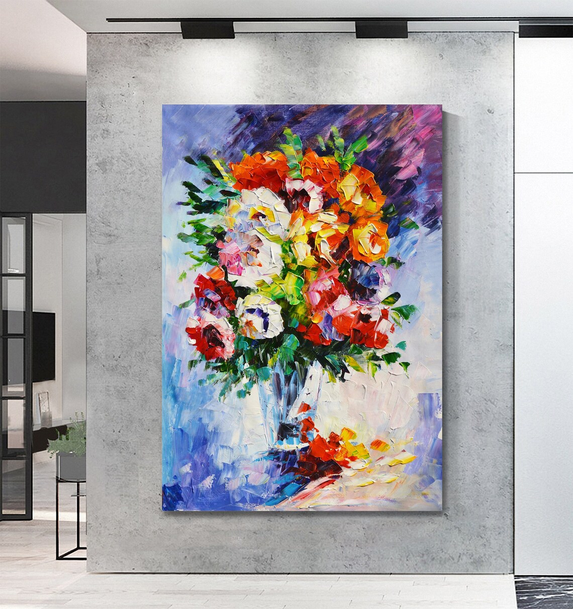 Colorful Flower Bouquet Vase Impasto Modern Floral Oil Painting Poster - Image 6