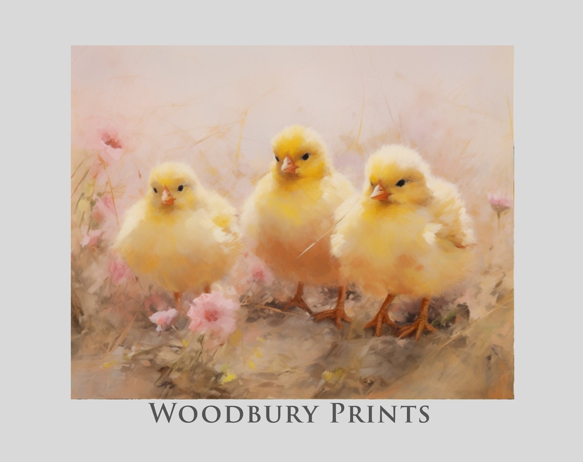 Three Fluffy Yellow Baby Chicks In A Spring Meadow Soft Poster
