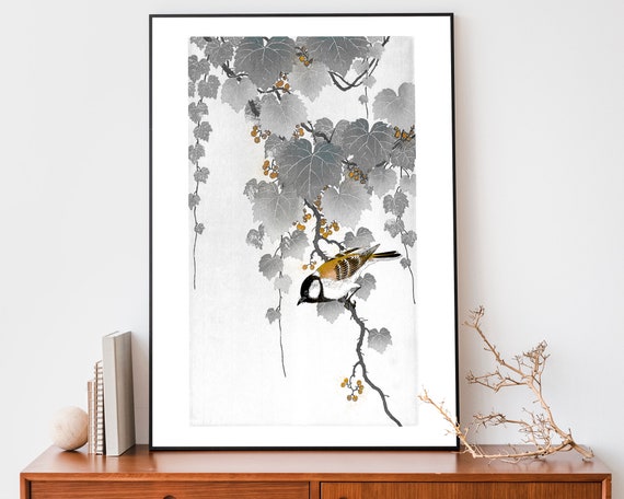 Great Tit On Paulownia By Ohara Koson Japanese Poster Japandi Decor Zen Wall Art