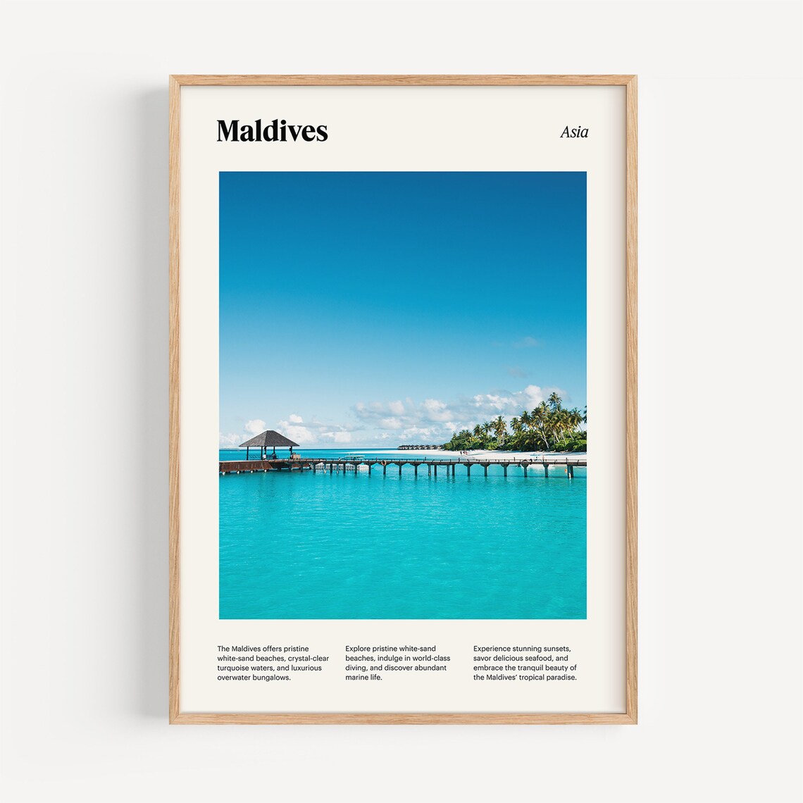 Maldives Tropical Island Overwater Pier Turquoise Sea Travel Poster - Image 4