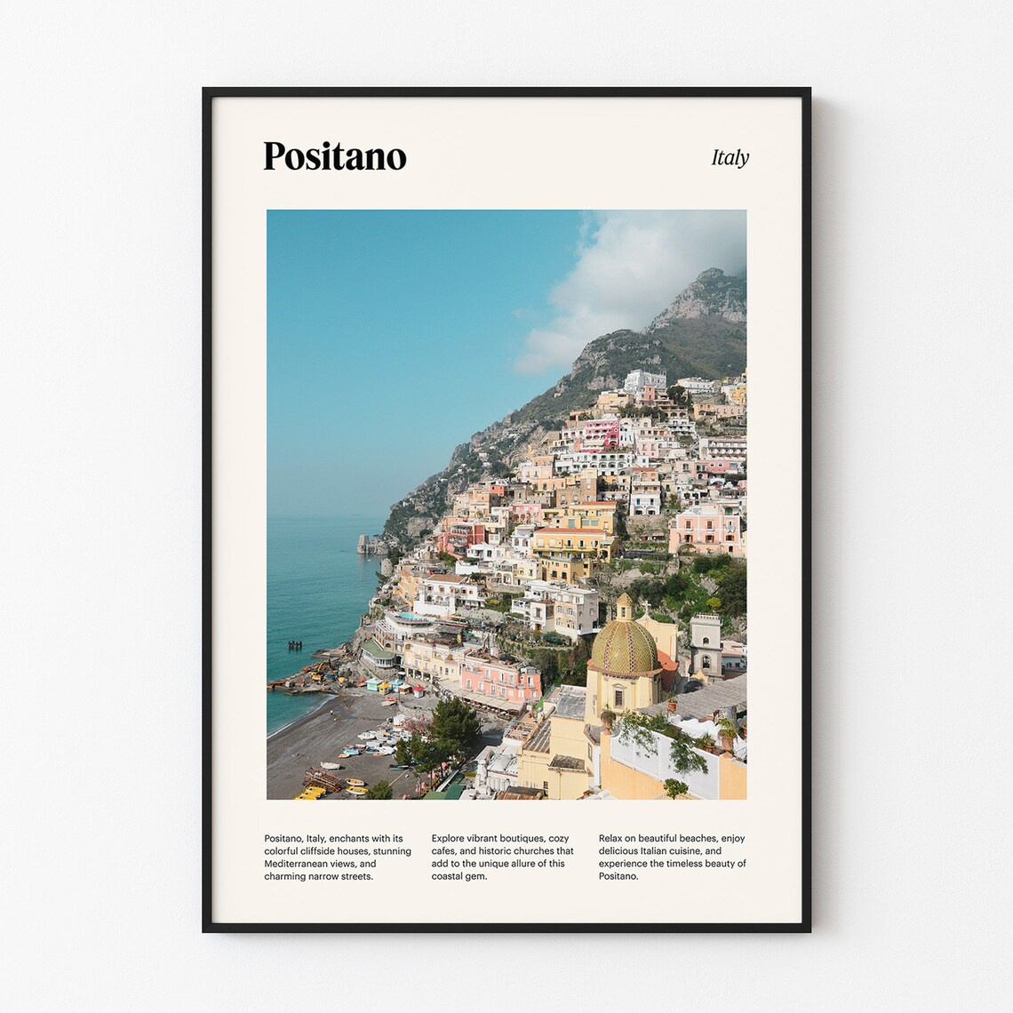 Positano Italy Amalfi Coast Cliffside Village Seaside Poster