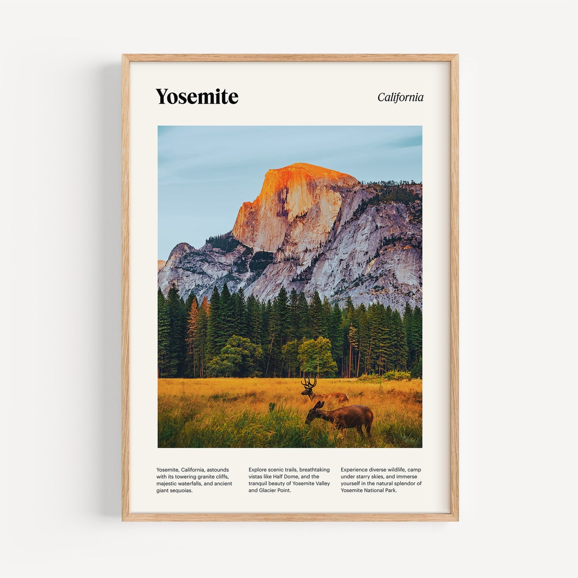 Yosemite Half Dome Golden Meadow Wildlife National Park Poster - Image 4