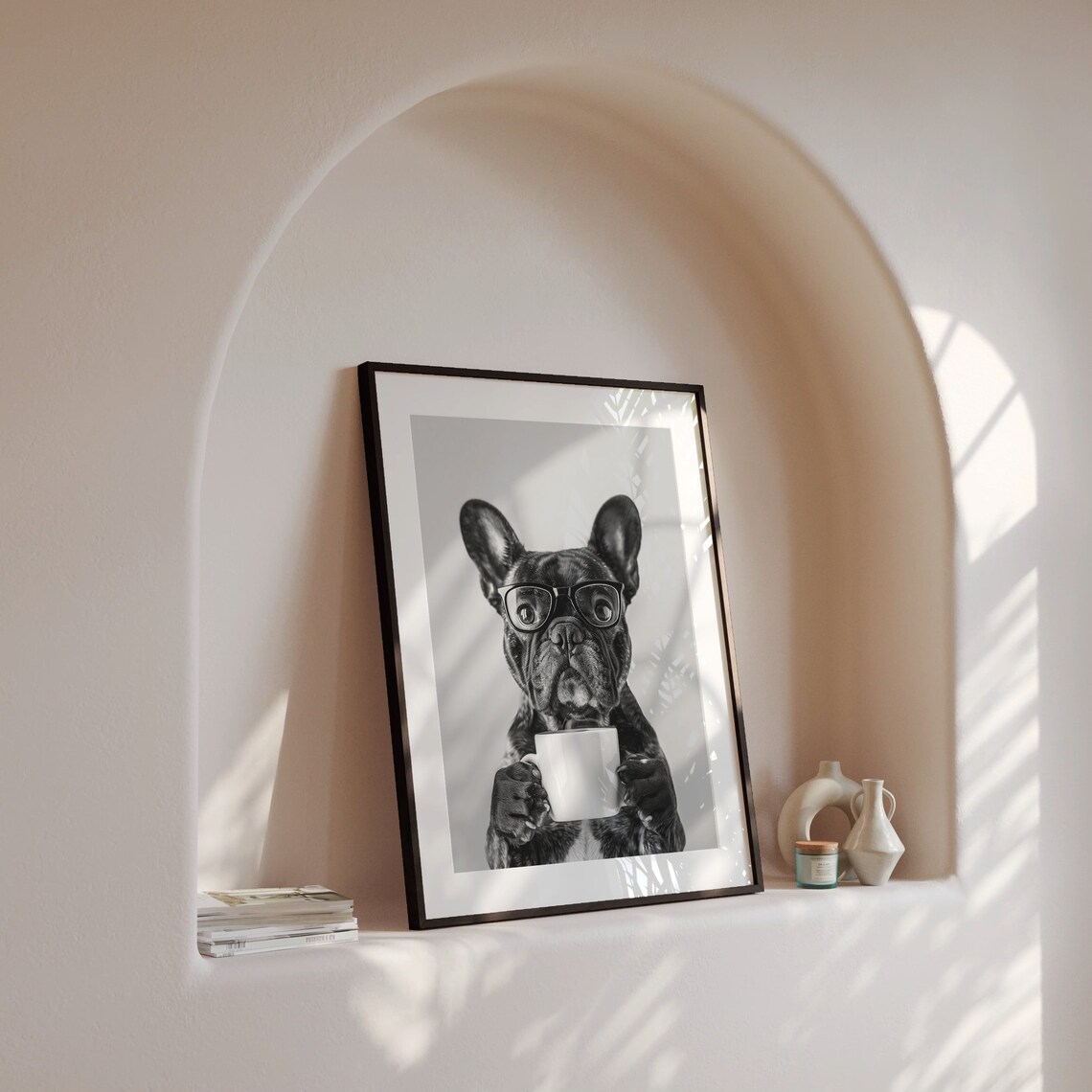 French Bulldog Drinking Coffee, Funny Dog Art Print - Image 4