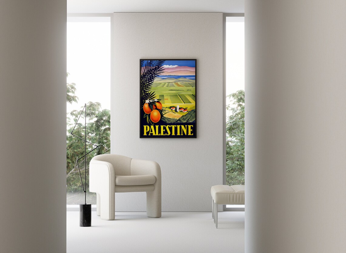 Palestine Vintage Travel Poster Citrus Orange Groves Mountains Sea - Image 3