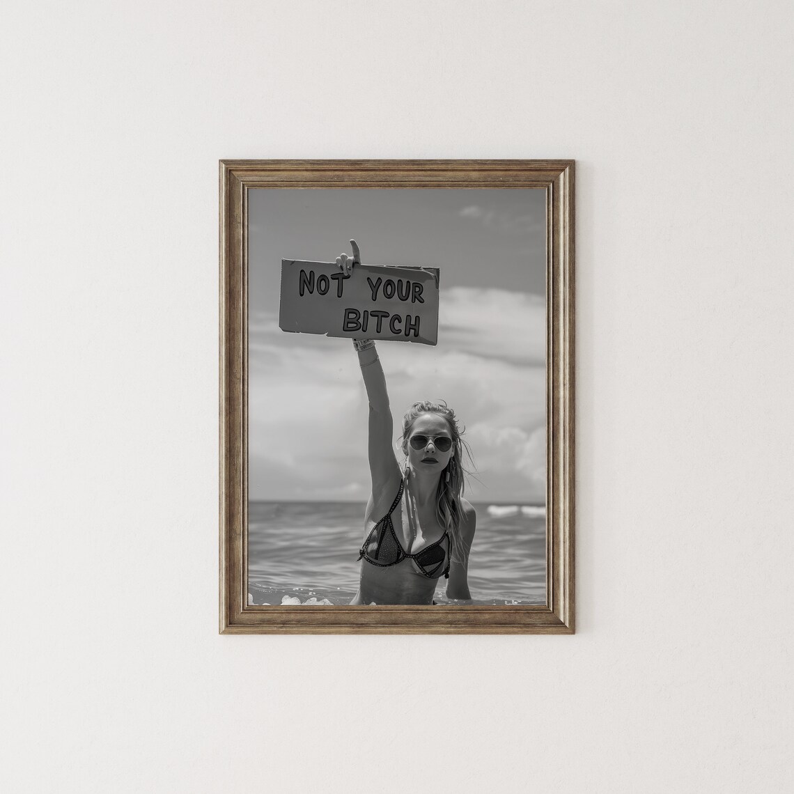 Not Your Bitch Sign Ocean Woman Empowerment Feminist Wall Art - Image 2
