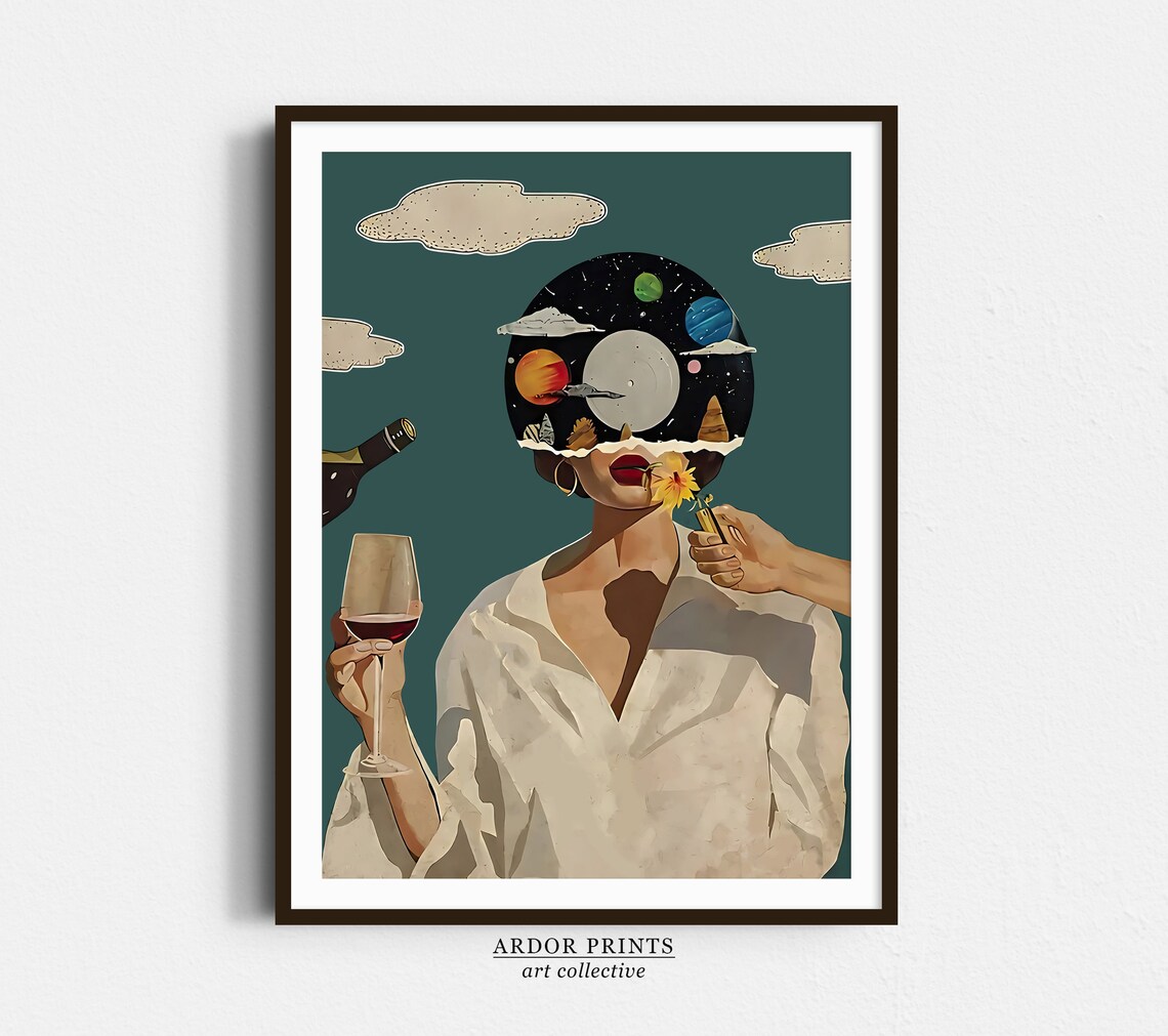 Girl With Wine Vintage Music Poster, Retro Decor