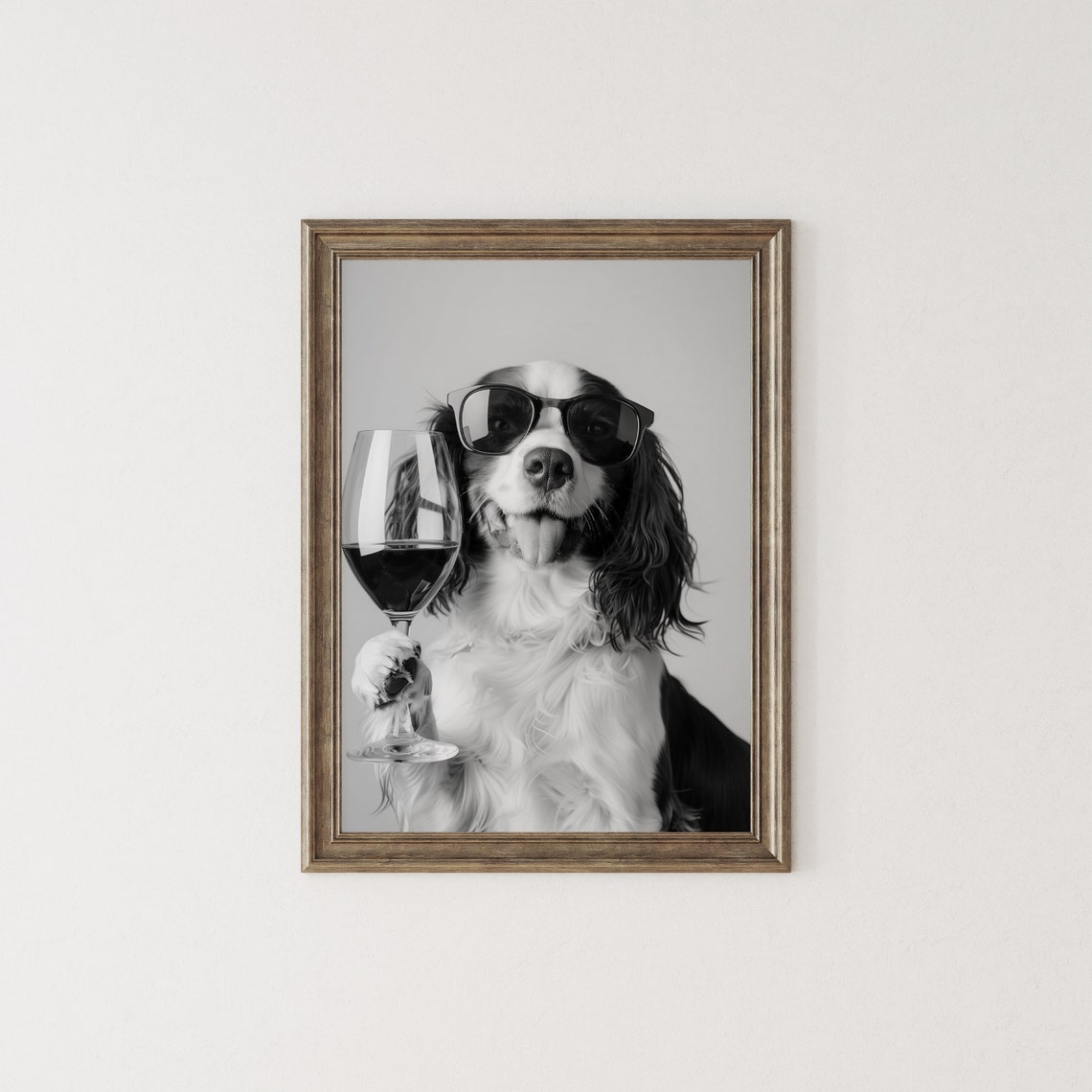 Springer Spaniel Wine Toast Funny Dog With Sunglasses Drinking Poster - Image 2