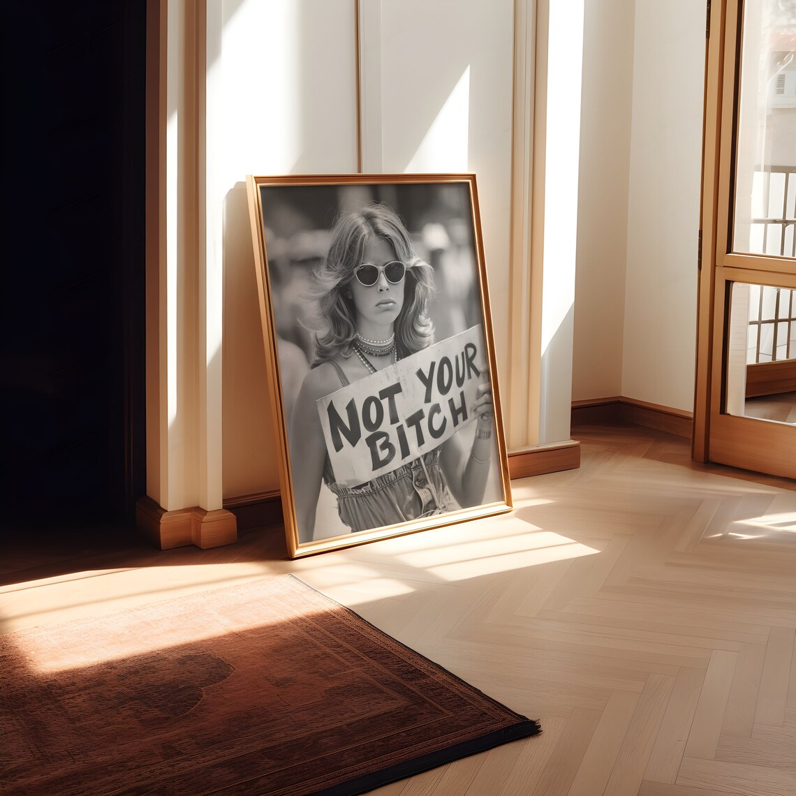 Feminist Protest Sign Not Your Bitch Vintage Womens Rights Photo Poster - Image 2