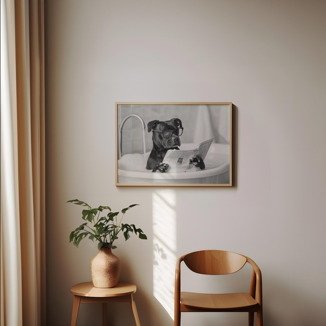 Staffy Bull Terrier In Bathtub Art Print - Image 2