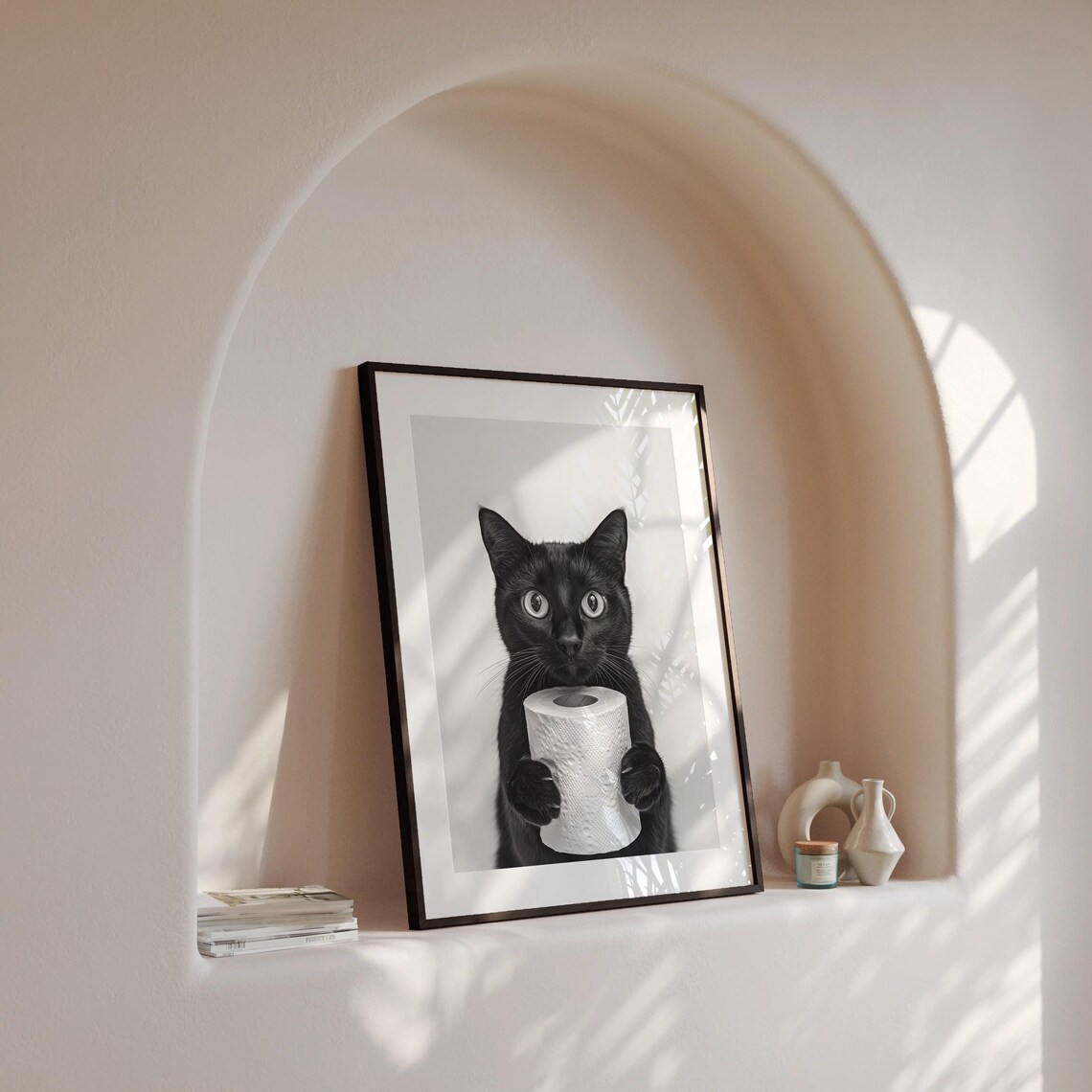 Black Cat Bathroom Print, Funny Bathroom Decor - Image 4