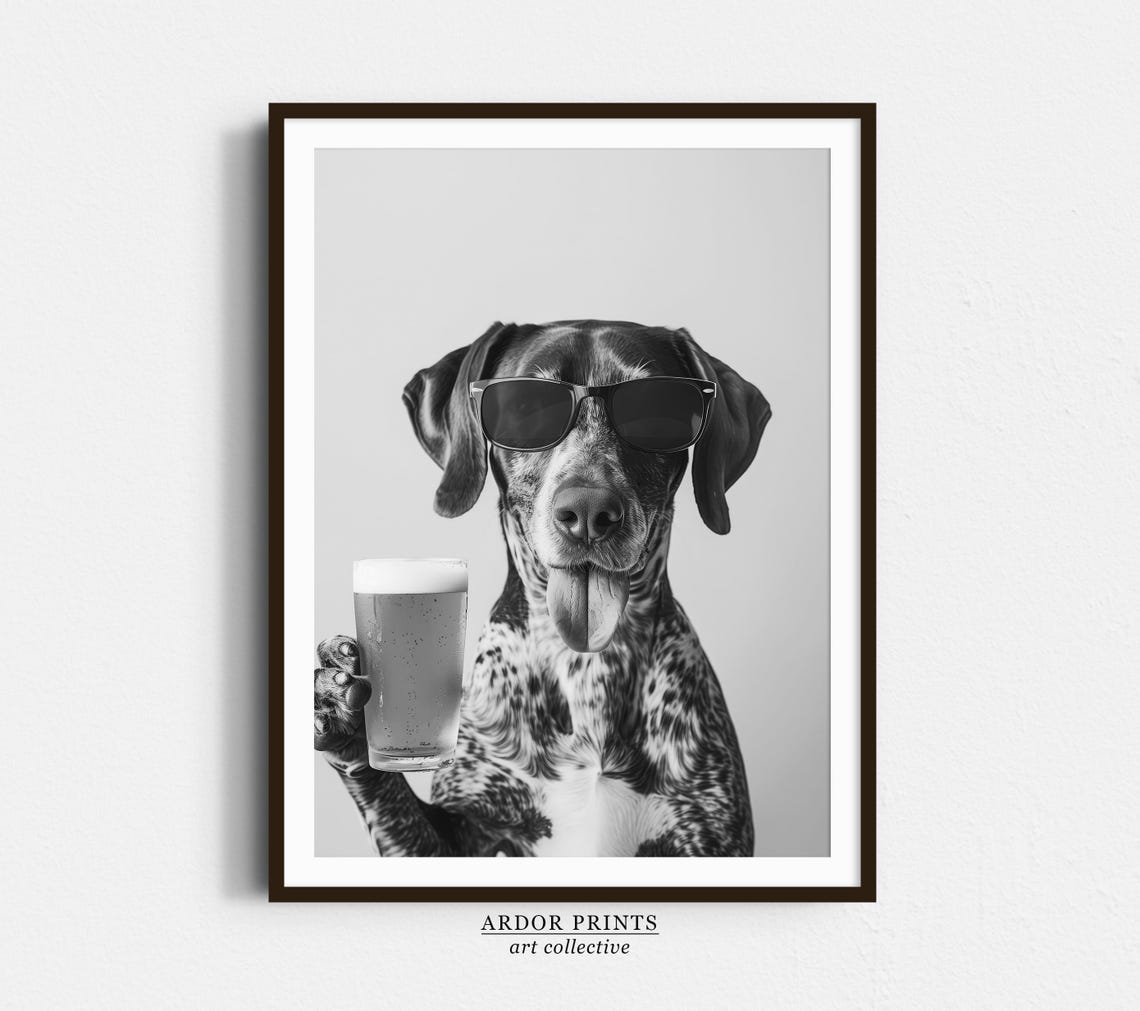 German Shorthaired Pointer Beer Break Funny Dog With Sunglasses Poster