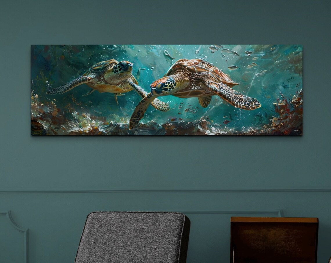 Sea Turtle Panoramic Ocean Art Print
