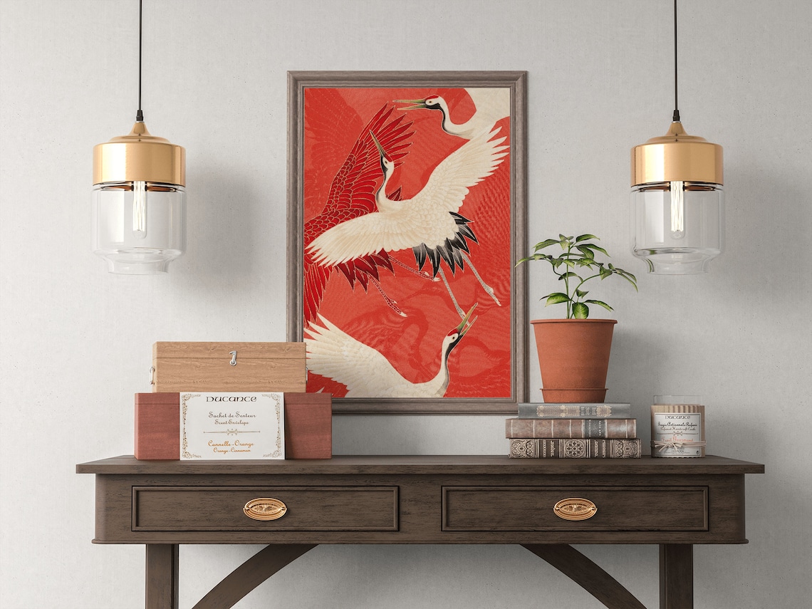 Vintage Japanese Crane Bird Illustration Art Print - Image 5