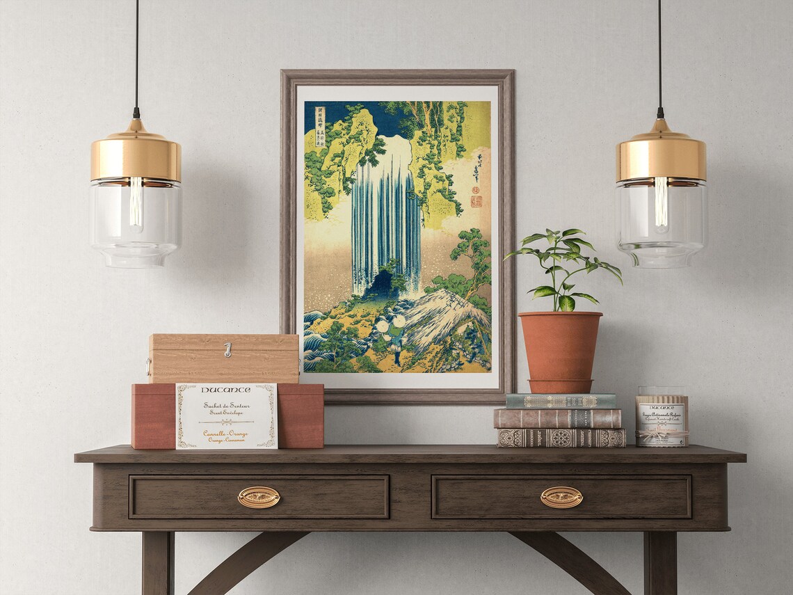 Hokusai YR Waterfall In Mino Province, Art Print - Image 4