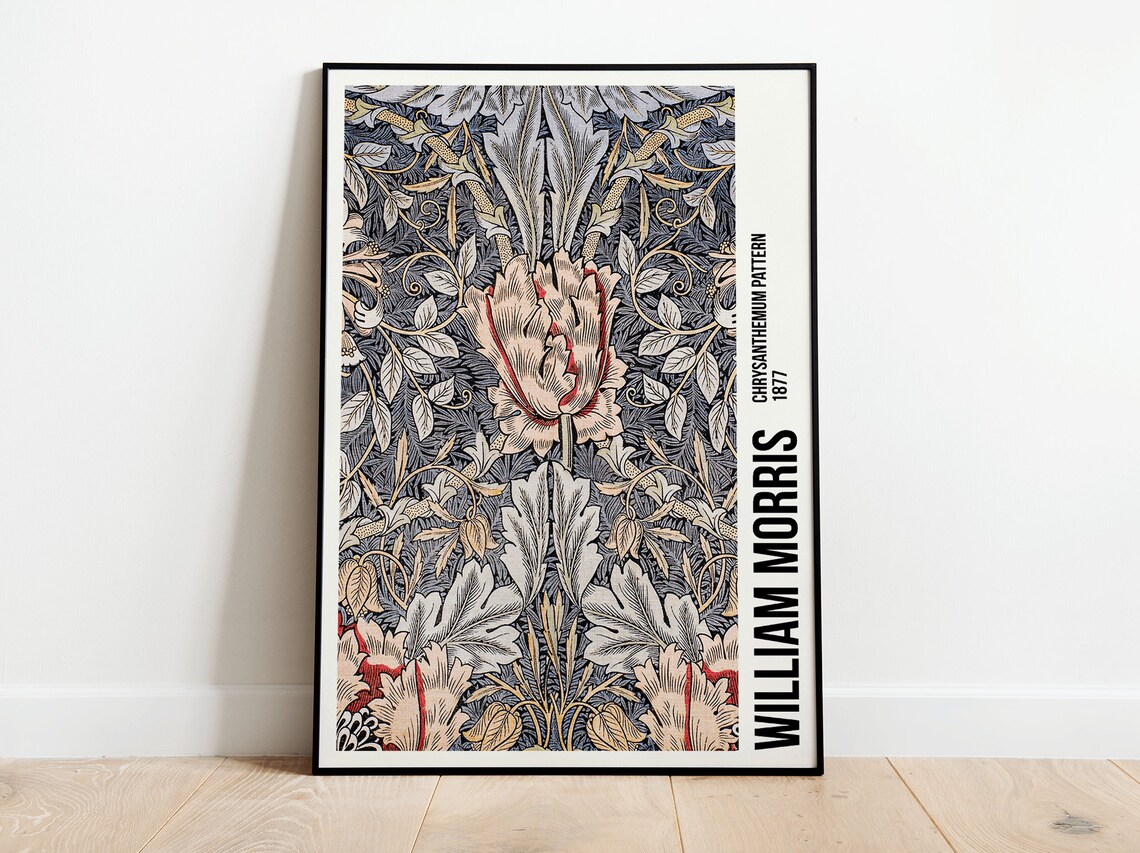 William Morris Exhibition Poster, Art Nouveau Honeysuckle