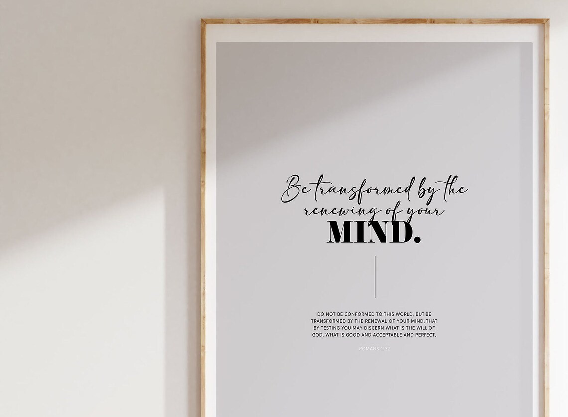 Romans 12:2 Be Transformed Renewing Of Your Mind Bible Verse Poster - Image 2