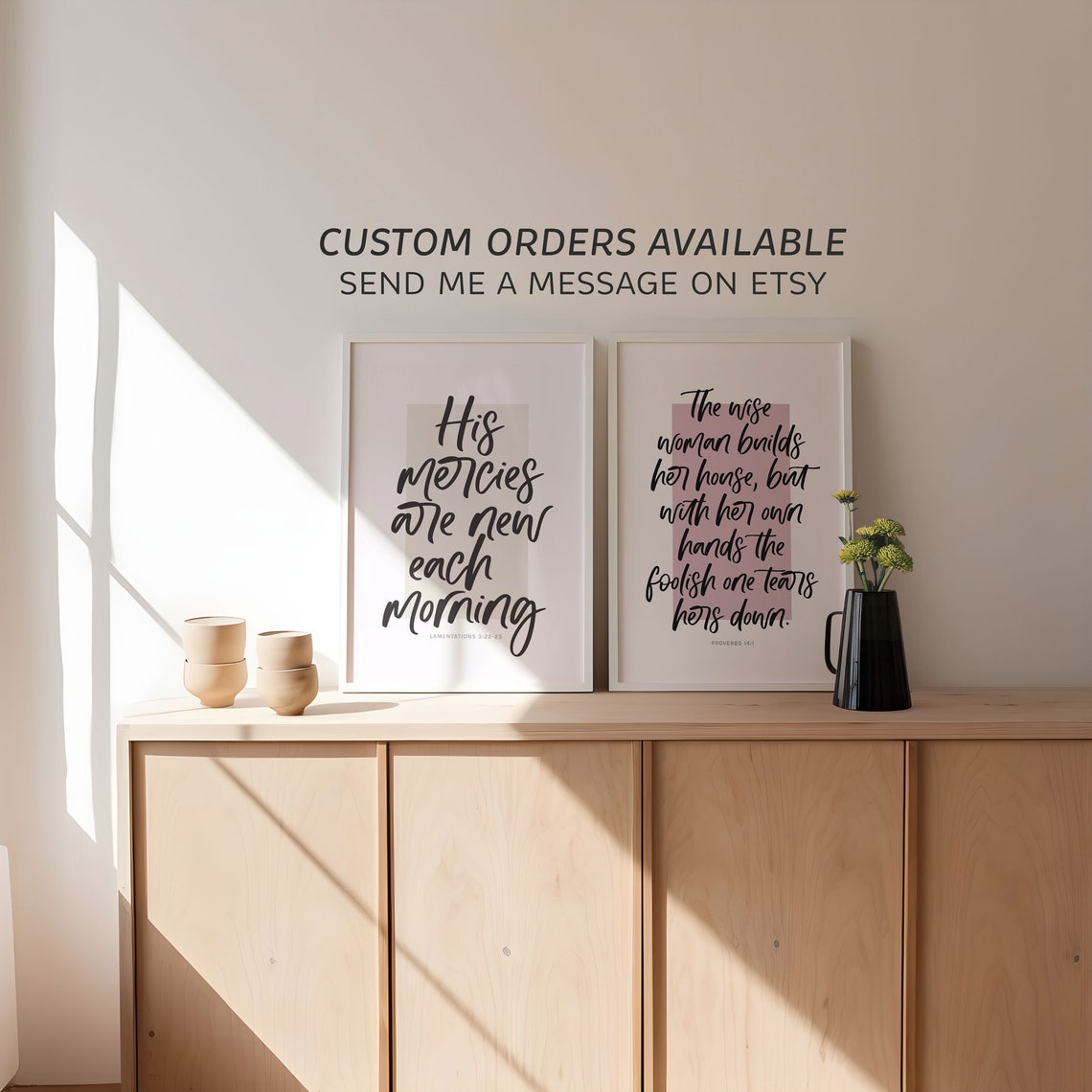 Proverbs 14 1 Wise Woman Builds Her House Brush Script Bible Poster - Image 2