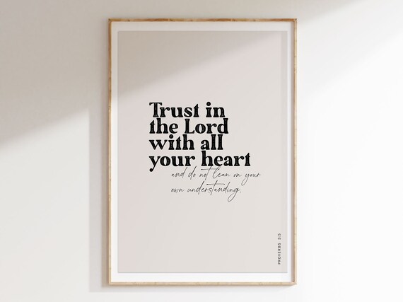 Proverbs 3:5 Trust In The Lord Mixed Serif Script Bible Verse Poster