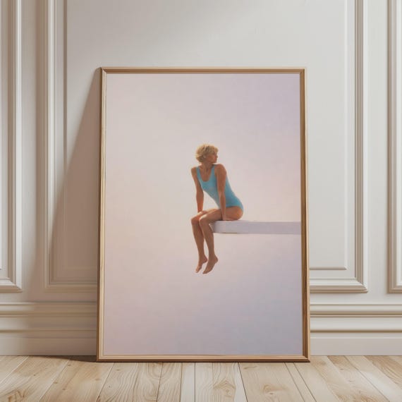 Trendy Wall Art Princess Diana On Yacht Print Fine Photo Minimalist Feminine Pink Retro Summer Poster For Modern Home Decor