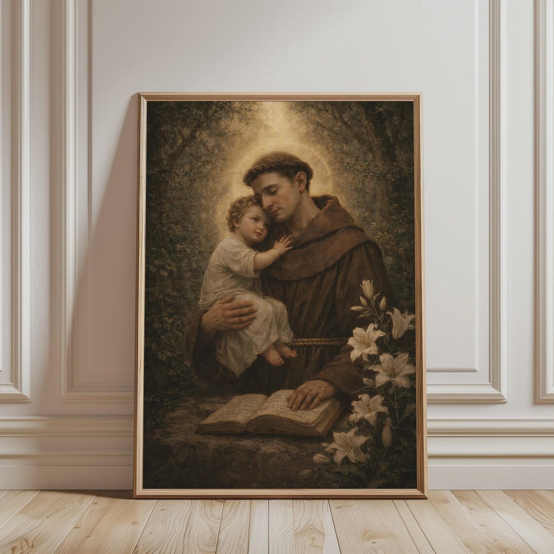 Saint Anthony of Padua with Baby Jesus Catholic Devotional Wall Art