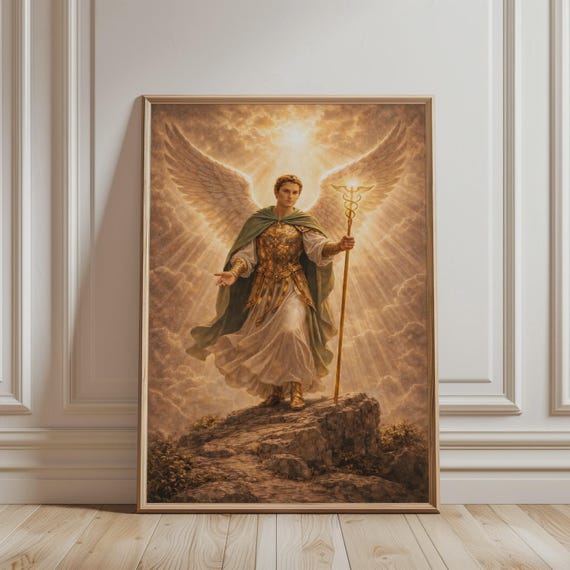 Archangel Raphael Wall Art Biblical Print Religious Christian Poster For Catholic Home Decor