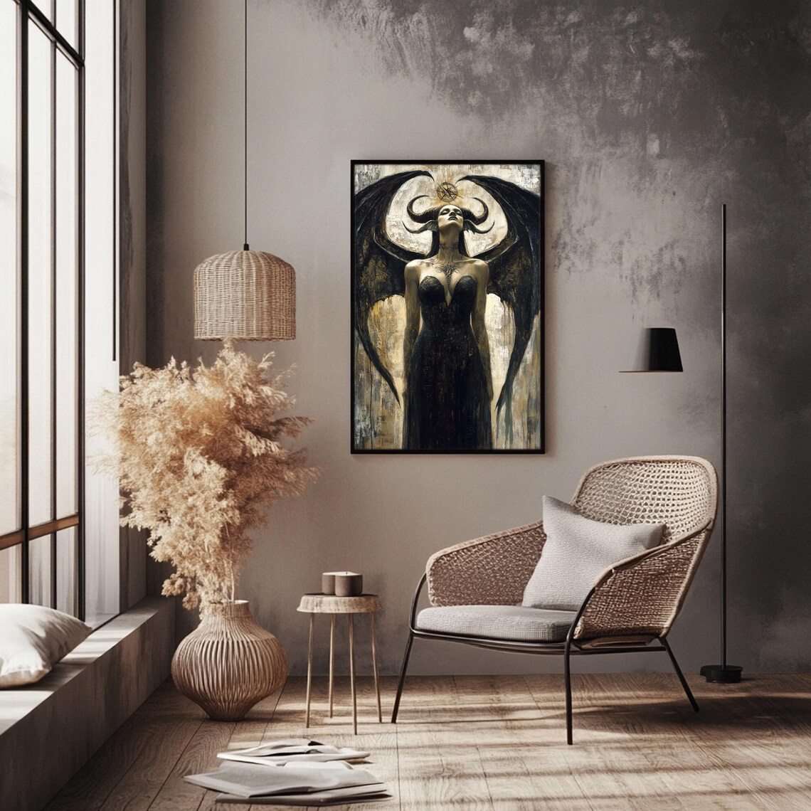 Lilith Goddess In Black Dress Fantasy Art Print - Image 3
