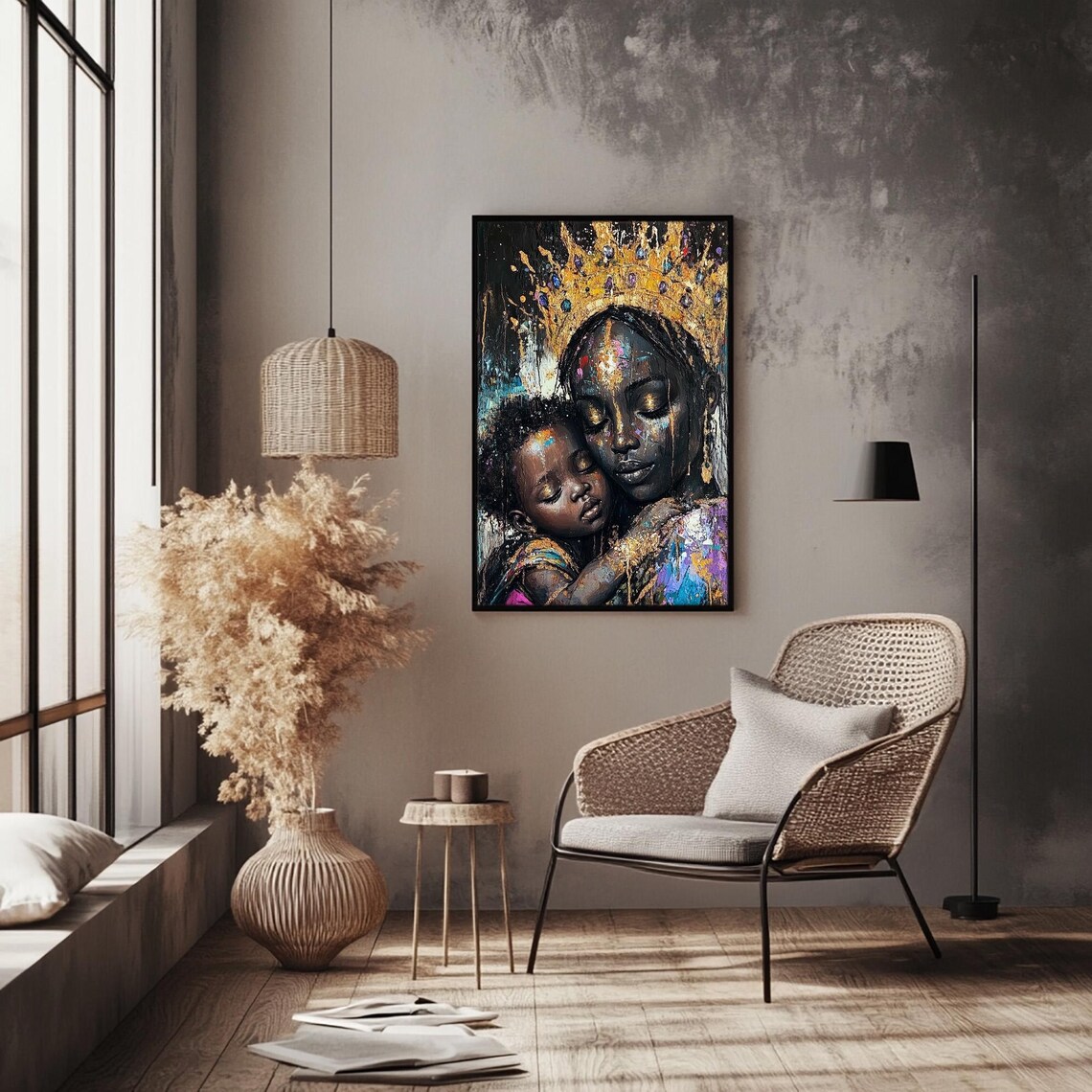 Erzulie Goddess Black Madonna With Baby, Art Print - Image 3