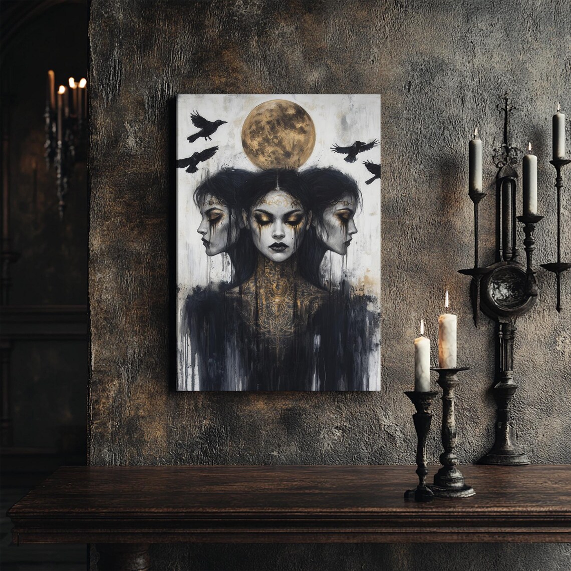 Hecate Three Faced Goddess Art Print, Dark Fantasy - Image 5
