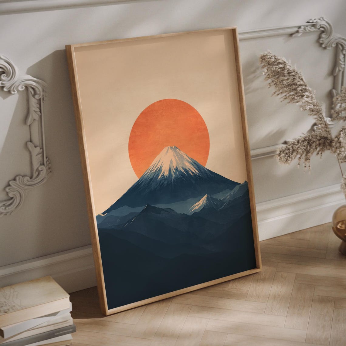 Rising Sun Over Fuji, Japandi Mountain Art Print - Image 3