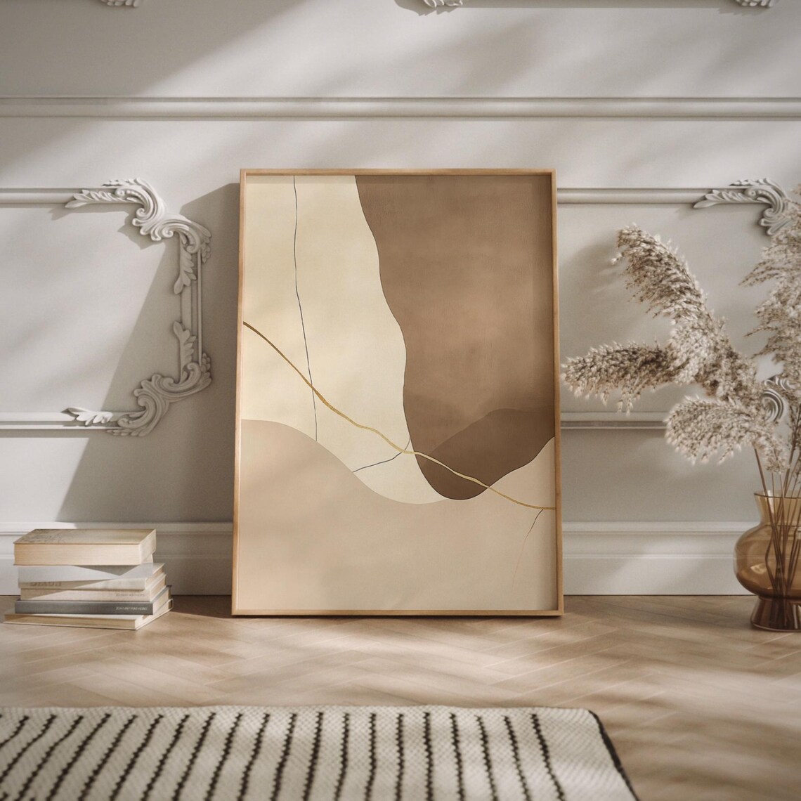Golden Crack Abstract Earth Tone Minimalist Kintsugi Zen Art Poster - Image 2