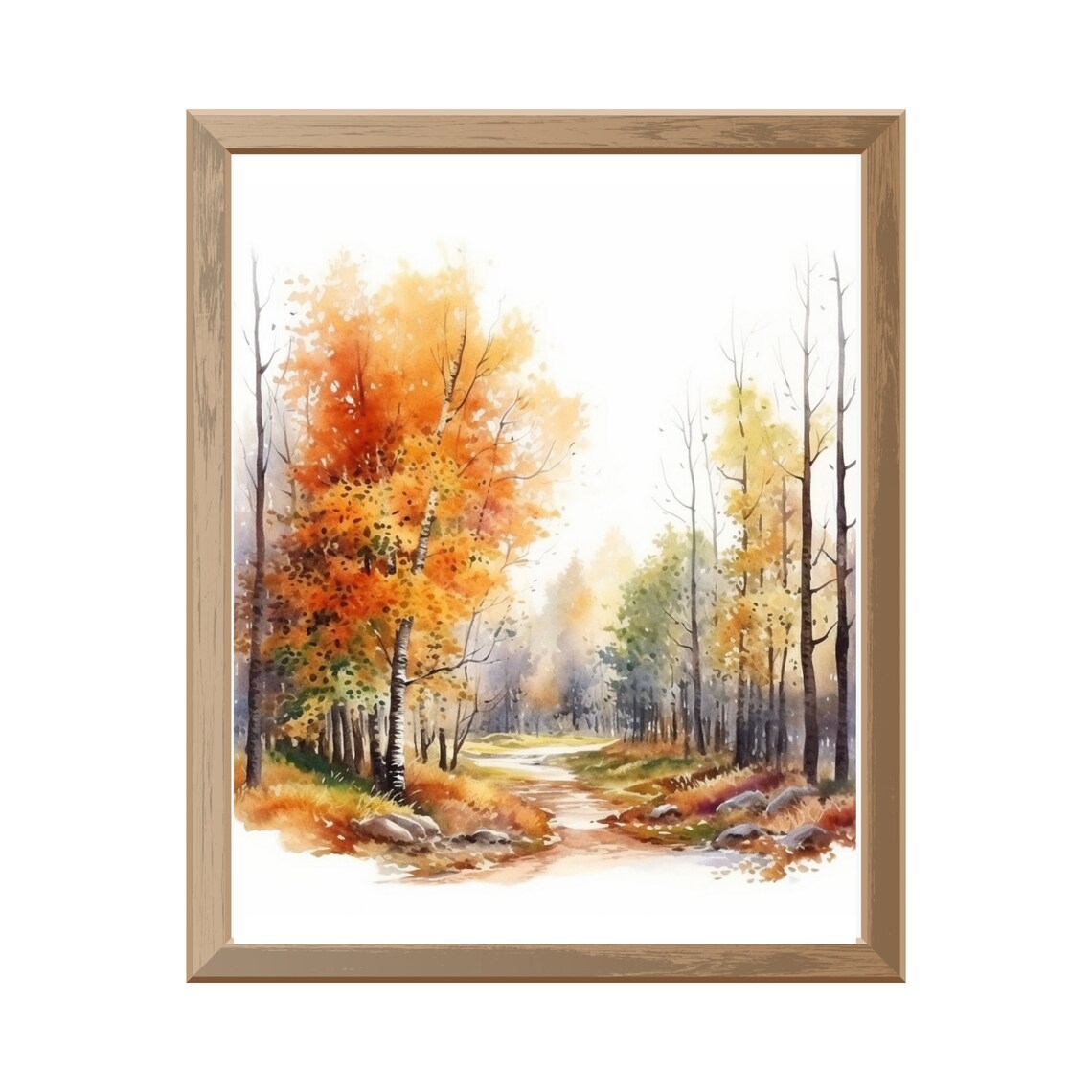 Fall Landscape Painting, Autumn Watercolor