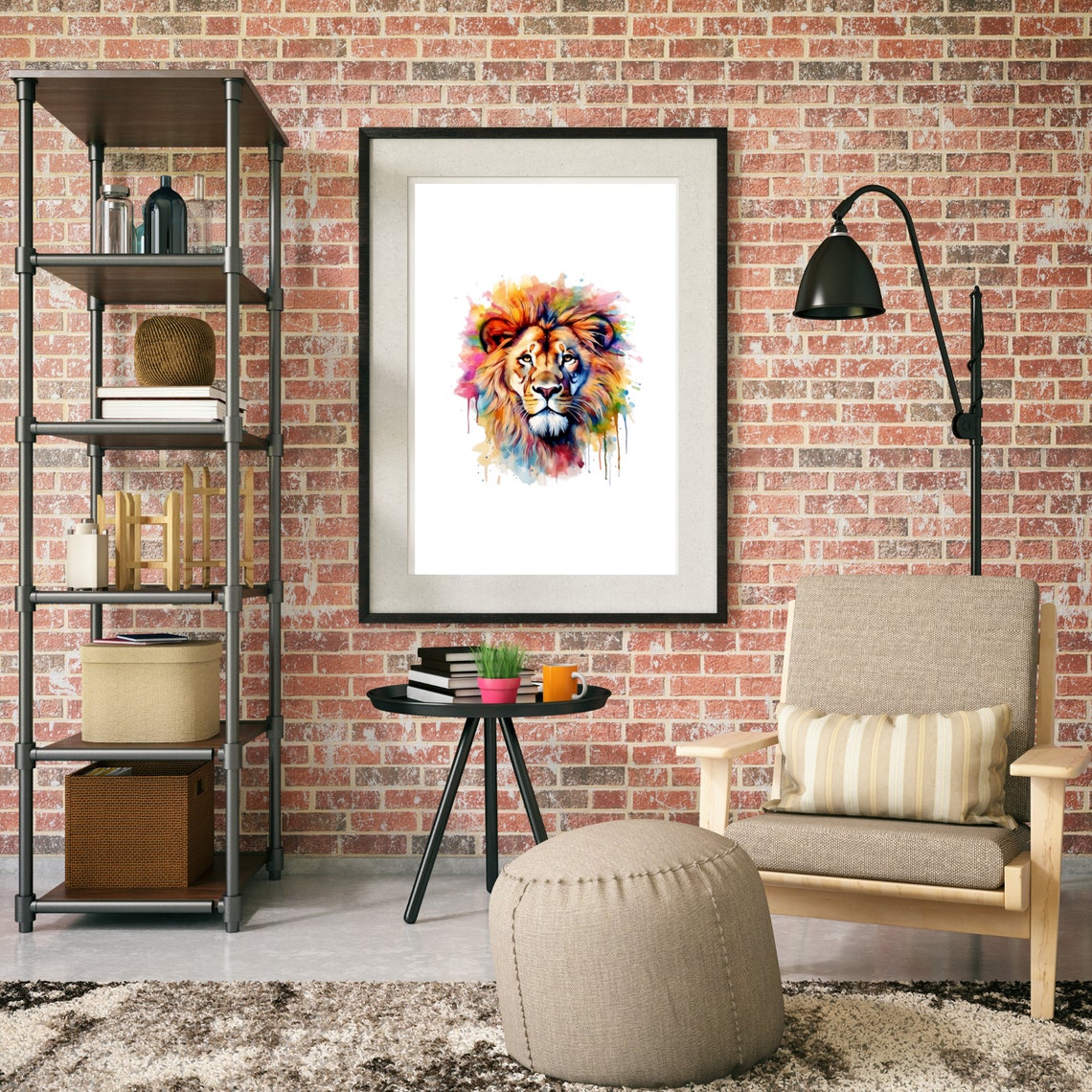 Lion Alcohol Ink Watercolor Art Print, Wildlife - Image 3