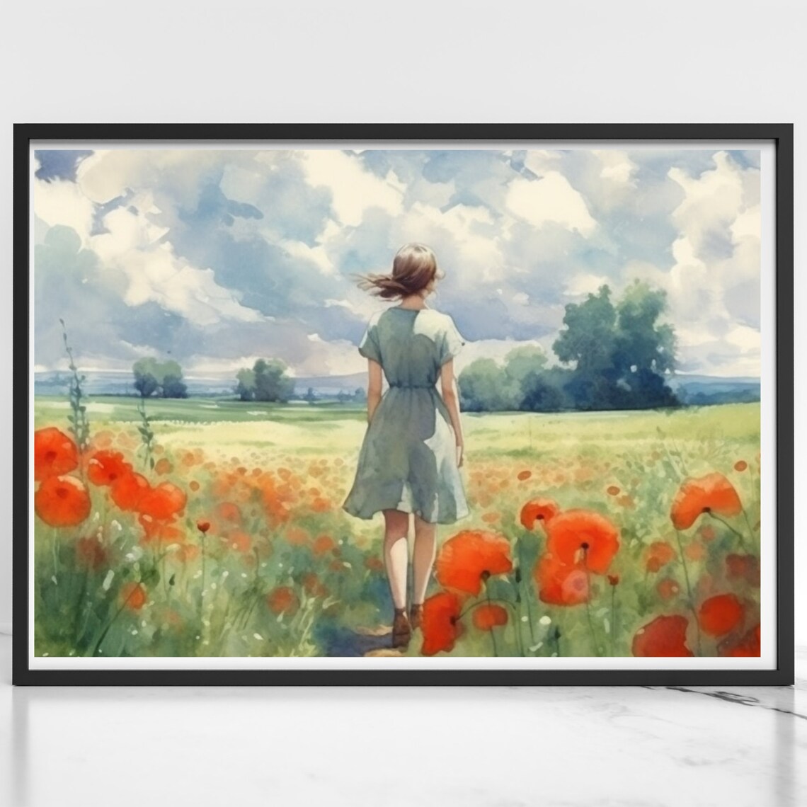 Poppies Field Landscape, Botanical Art Print - Image 4