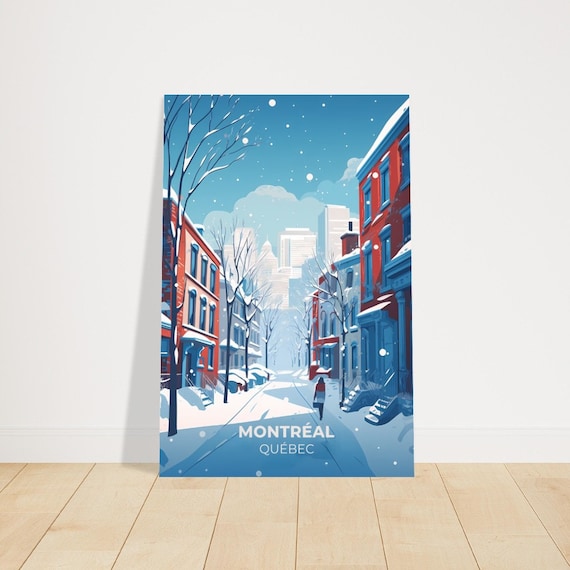 Print Plateau Montroyal Poster Montreal Snowy Streets Wall Decor Winter Cityscape Art Canada Montral