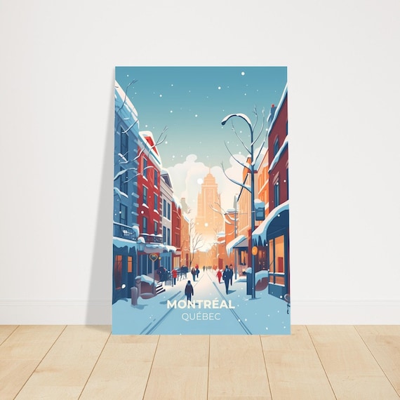 Print Plateau Montroyal Poster Montreal Snowy Streets Wall Decor Winter Cityscape Art Canada