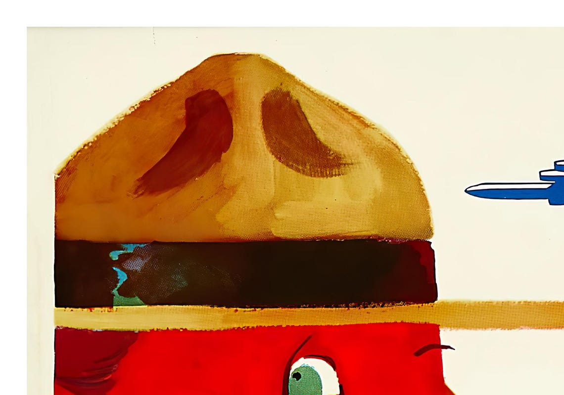 Canada Mountie Stylized Face Alitalia Airline Vintage Travel Poster - Image 2
