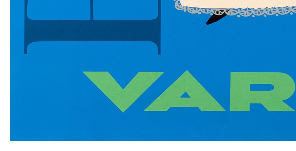 Visit Brasil Varig Vintage Woman With Tray Airline Travel Poster - Image 2