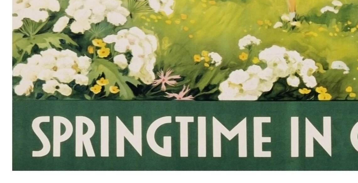 Springtime in Germany Flower Meadow Children Vintage Travel Poster - Image 2
