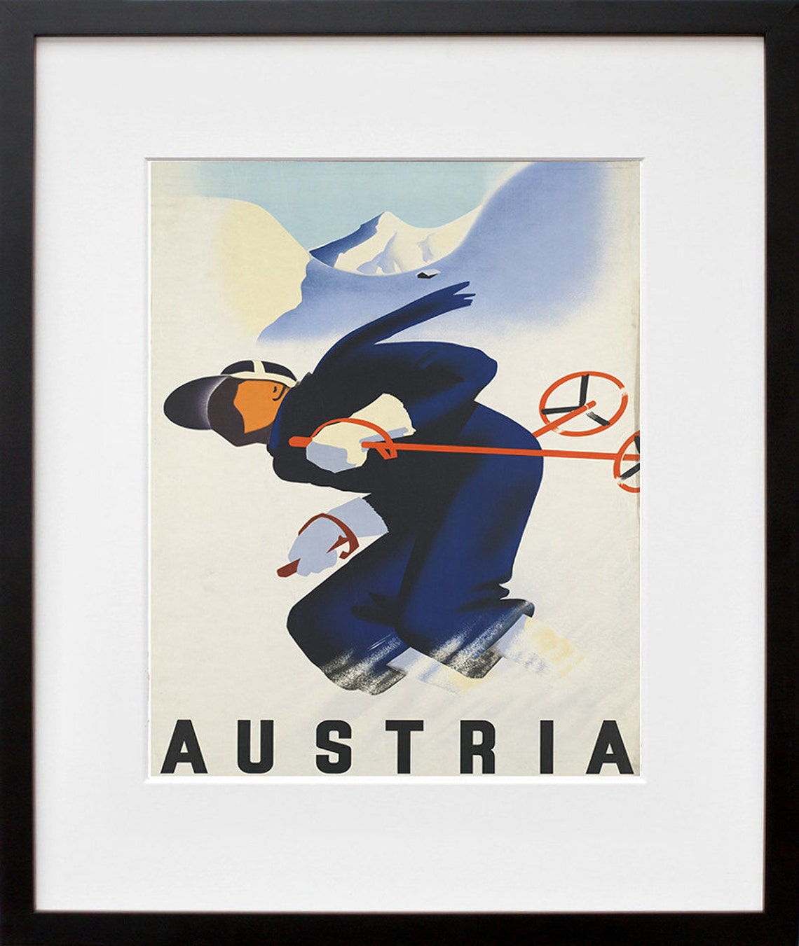 Austria Ski Racing Alpine Art Deco Style Vintage Travel Poster - Image 2