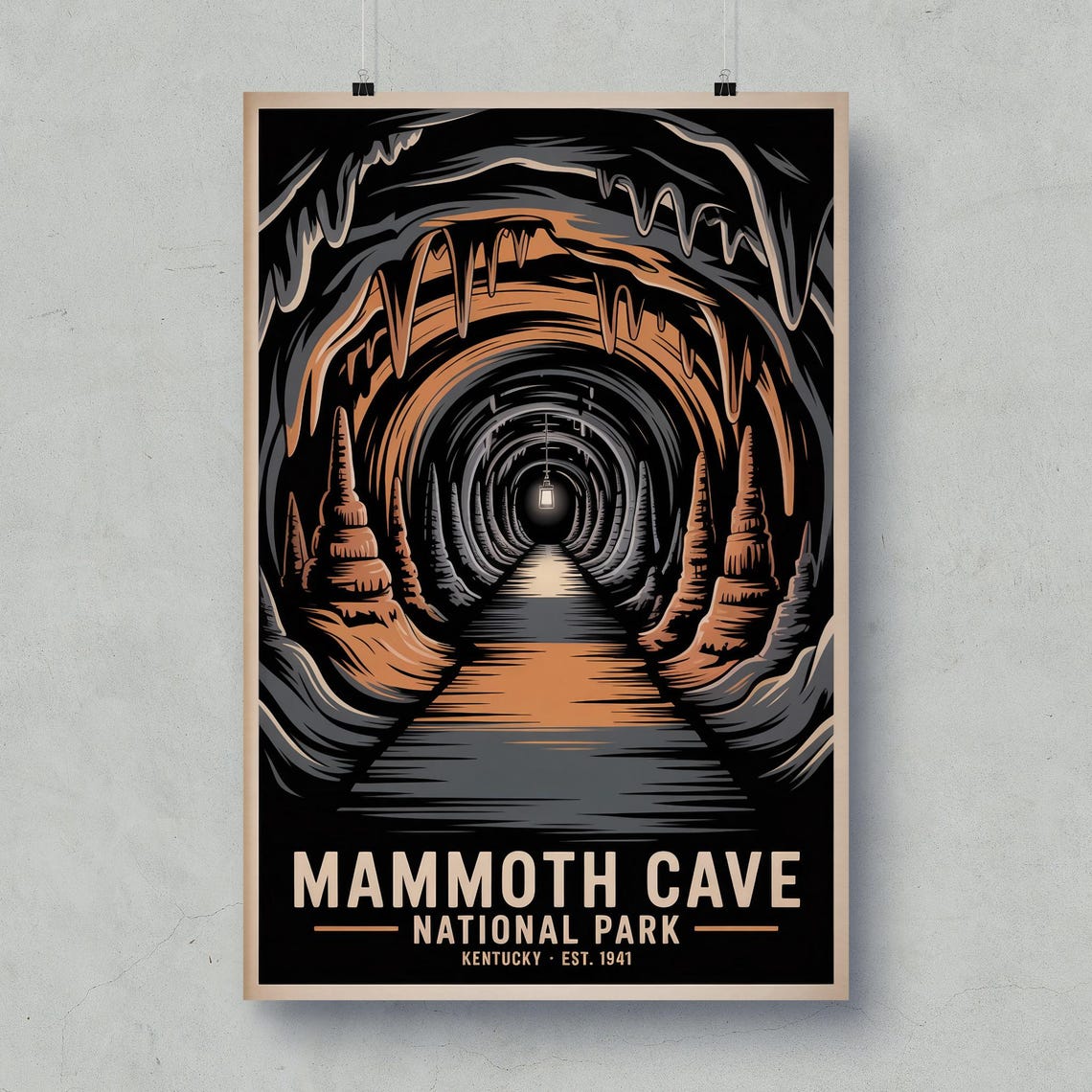 Mammoth Cave National Park Kentucky Stalactite Tunnel Poster