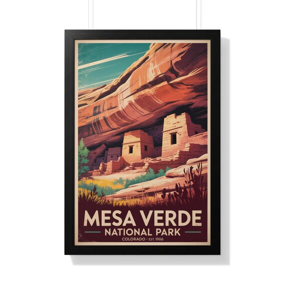 Mesa Verde National Park Colorado Cliff Dwellings Vintage Poster