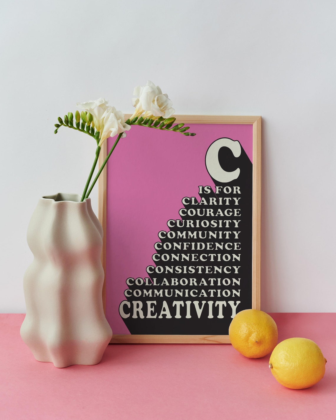 C Is For Creativity Pink Bold Typography Artist Studio Poster - Image 2