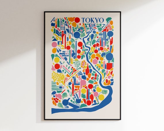 Tokyo City Map, Mid Century Travel Poster