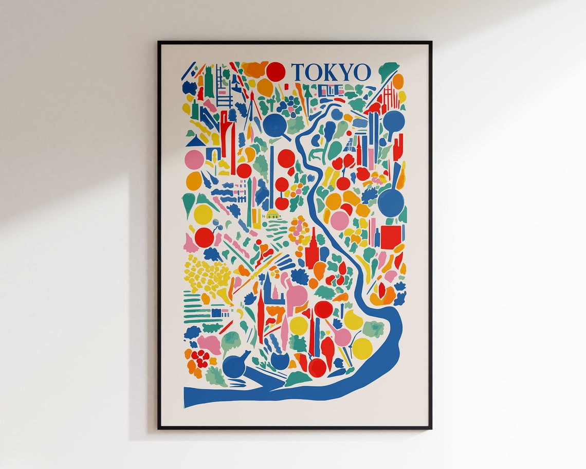 Tokyo City Map, Mid Century Travel Poster