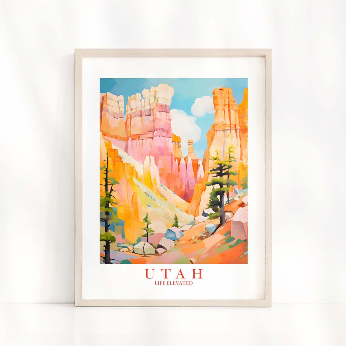 Utah Retro Travel Poster, Painted Desert Red Rocks
