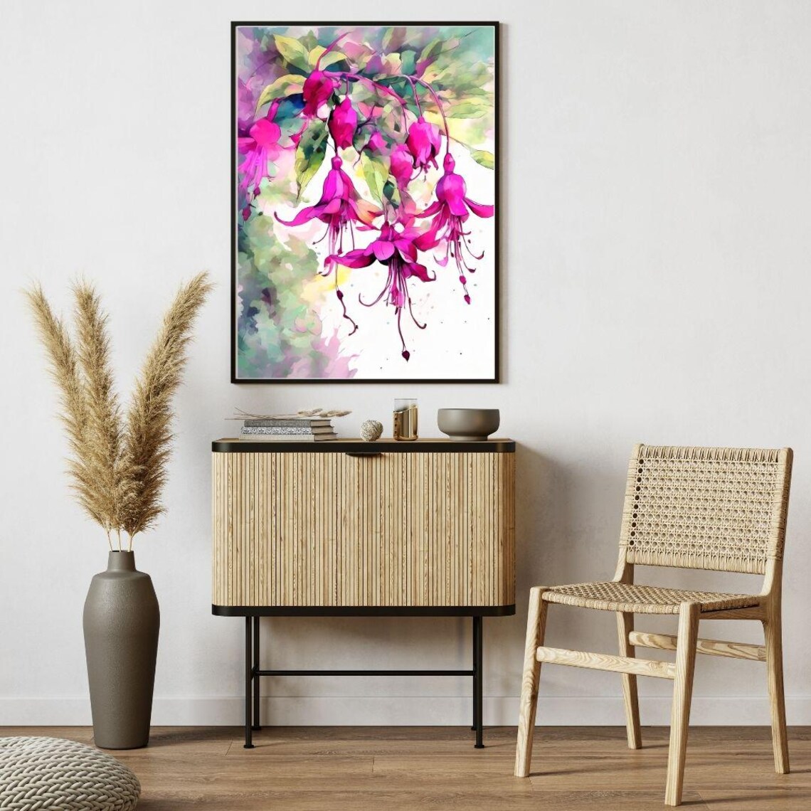 Magenta Fuchsia Flower Watercolor Floral Botanical Vibrant Art Print - Image 3