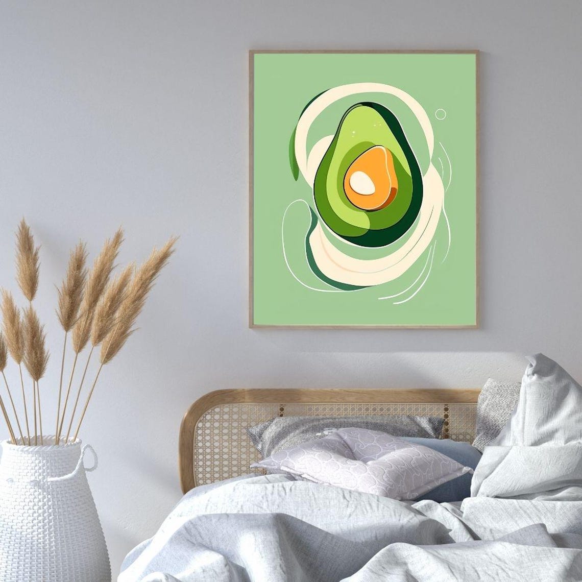 Avocado Modern Abstract Green Illustration Minimalist Kitchen Wall Art - Image 4